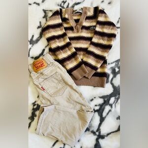 Lacoste Long Sleeve Wool Sweater/Levi Strause Khaki Pull on Pants Size 5T (Boys)